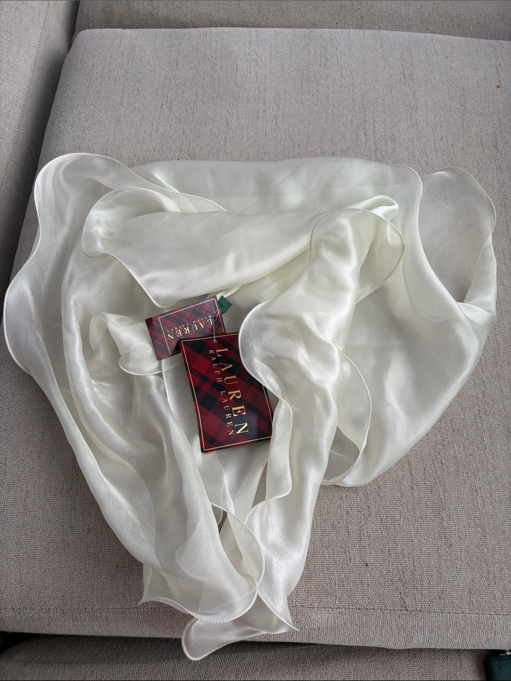 Lauren Ralph Lauren Sheer Ivory Silk-Feel Scarf
